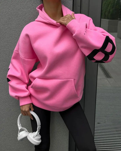 Sweat-shirt à capuche décontracté imprimé pour femme – Coupe ample automne-hiver
