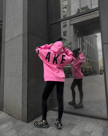 Sweat-shirt à capuche décontracté imprimé pour femme – Coupe ample automne-hiver