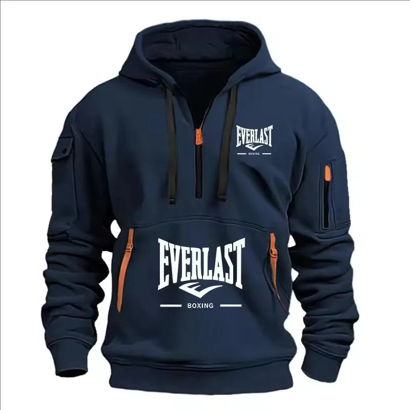Sweat à capuche zippé en molleton imprimé pour homme – Décontracté, style streetwear, pour le printemps et l'automne