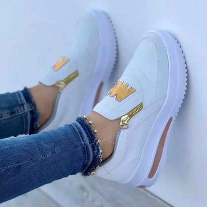 Baskets à glissière latérale pour femmes – Mocassins compensés légers en PU