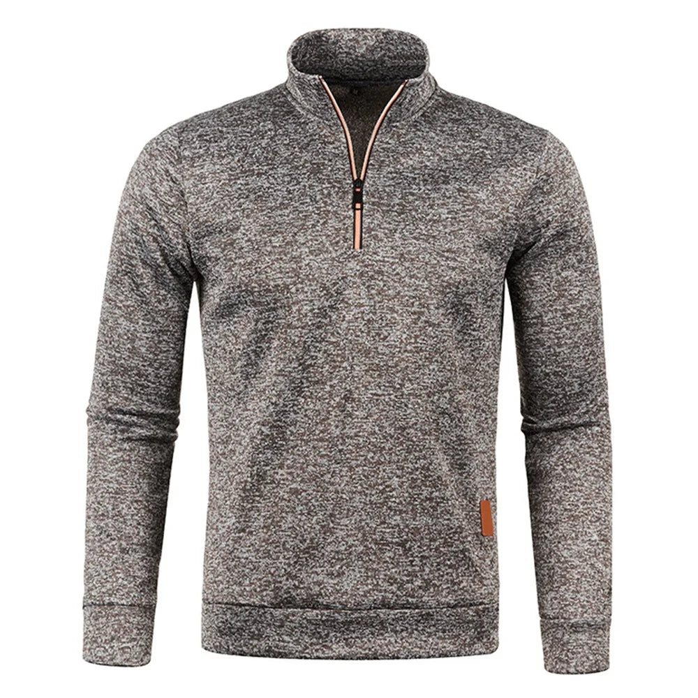 WHWR Men’s Long Turtleneck Zip Pullover Hoodie – Casual Spring & Autumn Sweatshirt
