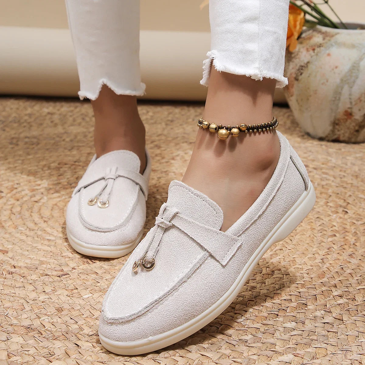 Mocassins en coton à enfiler pour femmes – Ballerines légères et décontractées pour le quotidien