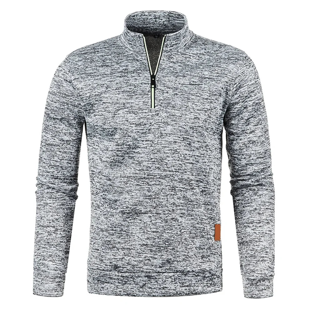 WHWR Men’s Long Turtleneck Zip Pullover Hoodie – Casual Spring & Autumn Sweatshirt