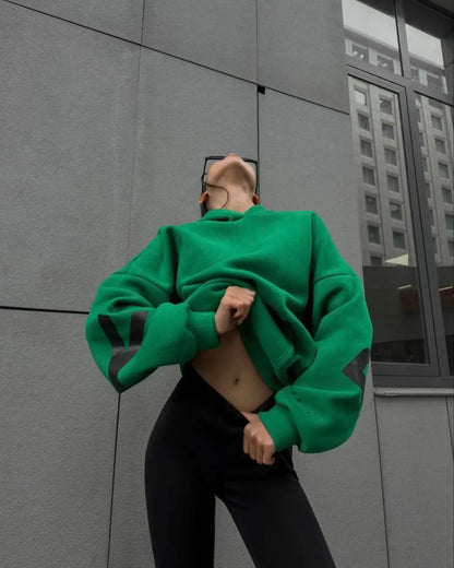 Sweat-shirt à capuche décontracté imprimé pour femme – Coupe ample automne-hiver