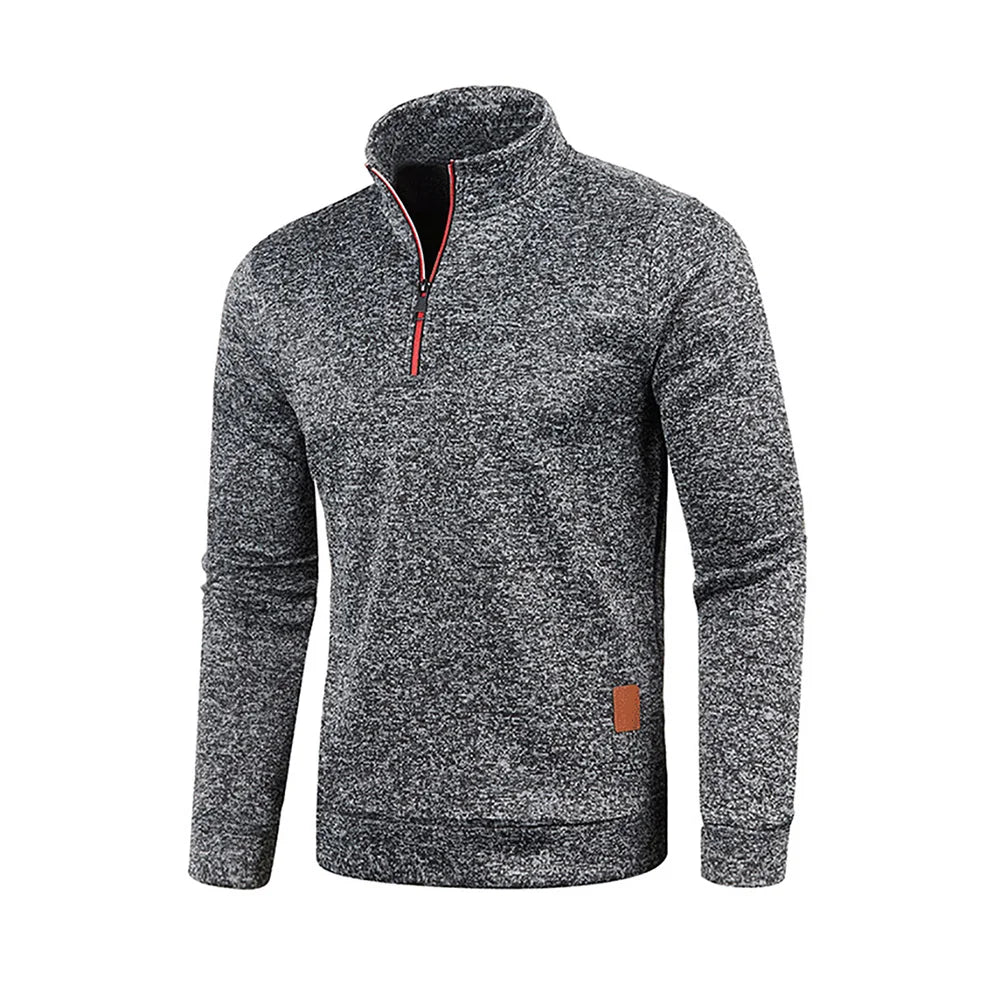 WHWR Men’s Long Turtleneck Zip Pullover Hoodie – Casual Spring & Autumn Sweatshirt