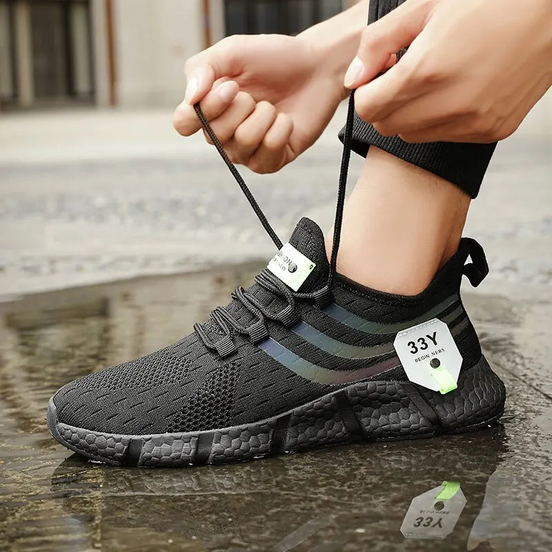 Men’s Lace-Up Mesh Sneakers – Lightweight Breathable Casual Walking Shoes