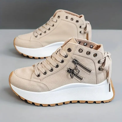 Chaussures décontractées à enfiler pour femme – Baskets confortables légères en PU