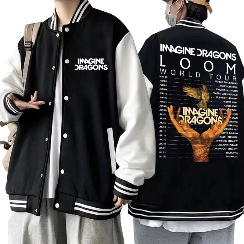 Loom & Soul Veste de Baseball Unisexe « Imagine Dragons World Tour » – Édition 2025