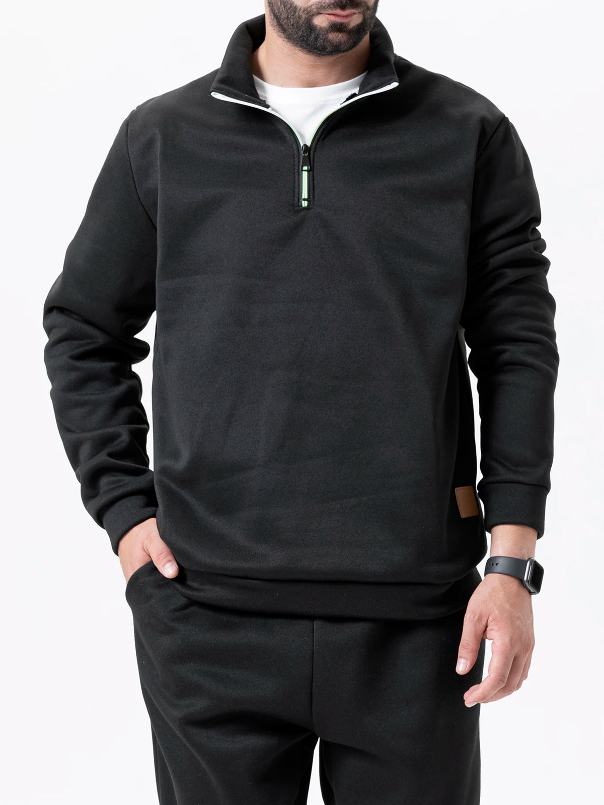 WHWR Men’s Long Turtleneck Zip Pullover Hoodie – Casual Spring & Autumn Sweatshirt