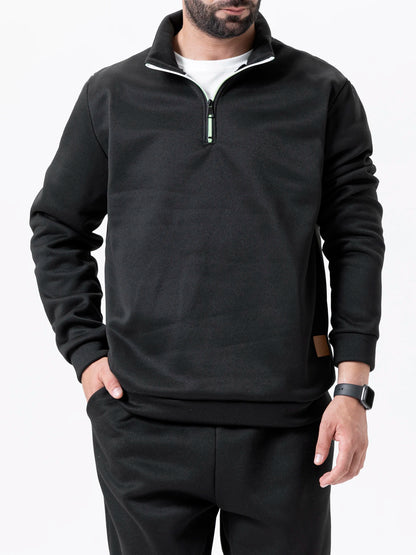 WHWR Men’s Long Turtleneck Zip Pullover Hoodie – Casual Spring & Autumn Sweatshirt