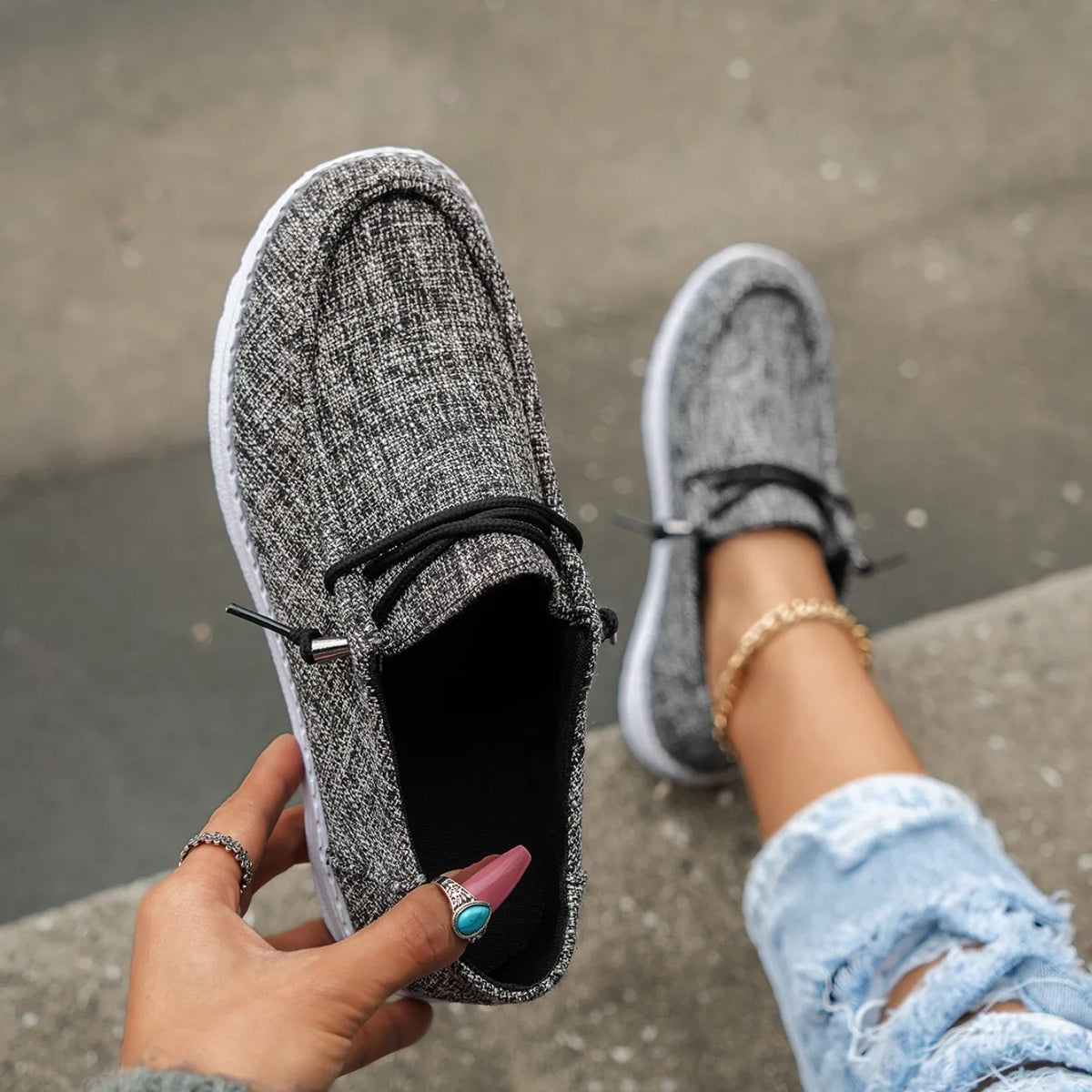 Knut Elgvin™ 2024 Chaussures basses décontractées à lacets pour femme – Ballerines légères en PU pour un confort quotidien
