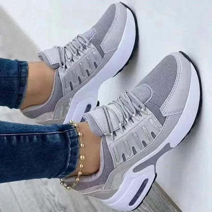 RanLinli™ Mixed-Color Canvas Sneakers – Lace-Up Casual Flats for Women