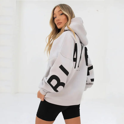 Sweat-shirt à capuche décontracté imprimé pour femme – Coupe ample automne-hiver