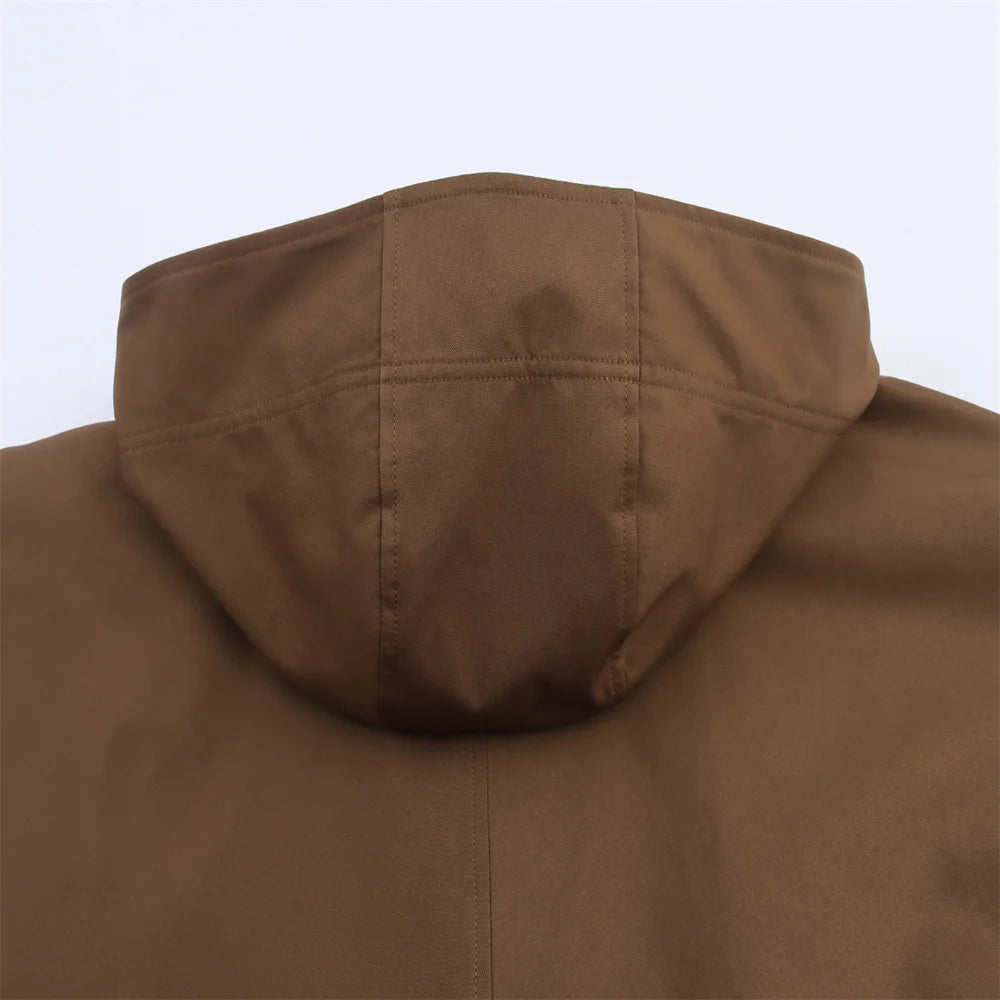 Veste à revers et capuche EleganceEase™ – Style automnal intemporel, confiance sans effort