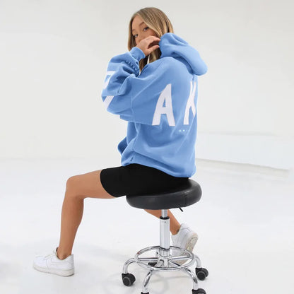Sweat-shirt à capuche décontracté imprimé pour femme – Coupe ample automne-hiver