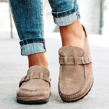 Sabots Gacimy™ en liège pour femme – Mules en cuir à boucle ajustable avec soutien de la voûte plantaire