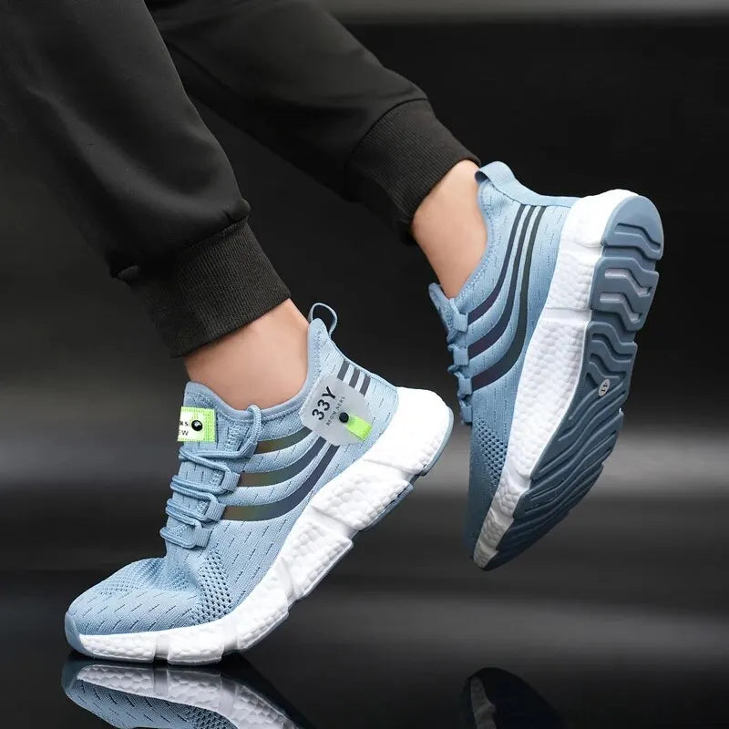Men’s Lace-Up Mesh Sneakers – Lightweight Breathable Casual Walking Shoes