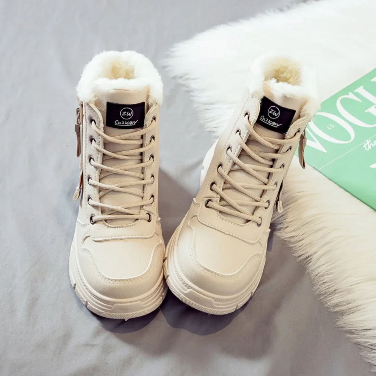 Loom & Soul Women’s Winter Snow Boots – Warm PU Mid-Calf Platform Boots