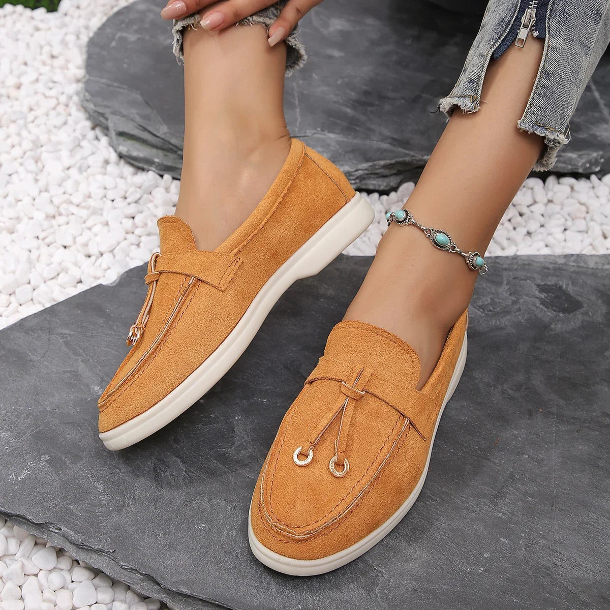 Mocassins en coton à enfiler pour femmes – Ballerines légères et décontractées pour le quotidien