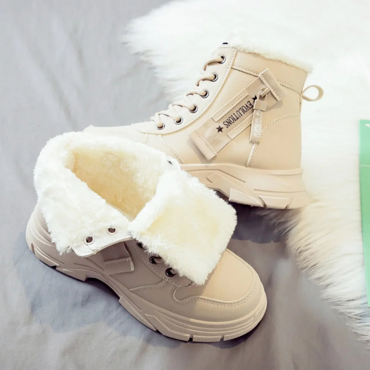 Loom & Soul Women’s Winter Snow Boots – Warm PU Mid-Calf Platform Boots