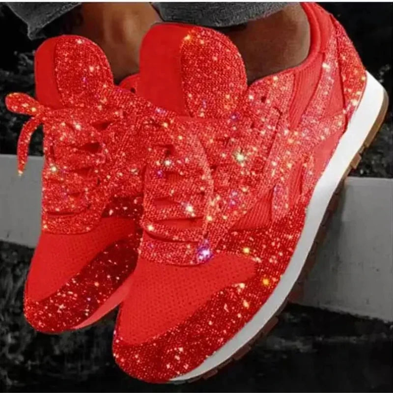 Lunara™ 2024 Bling Mesh Platform Sneakers – Lightweight Casual Lace-Up Shoes for Women