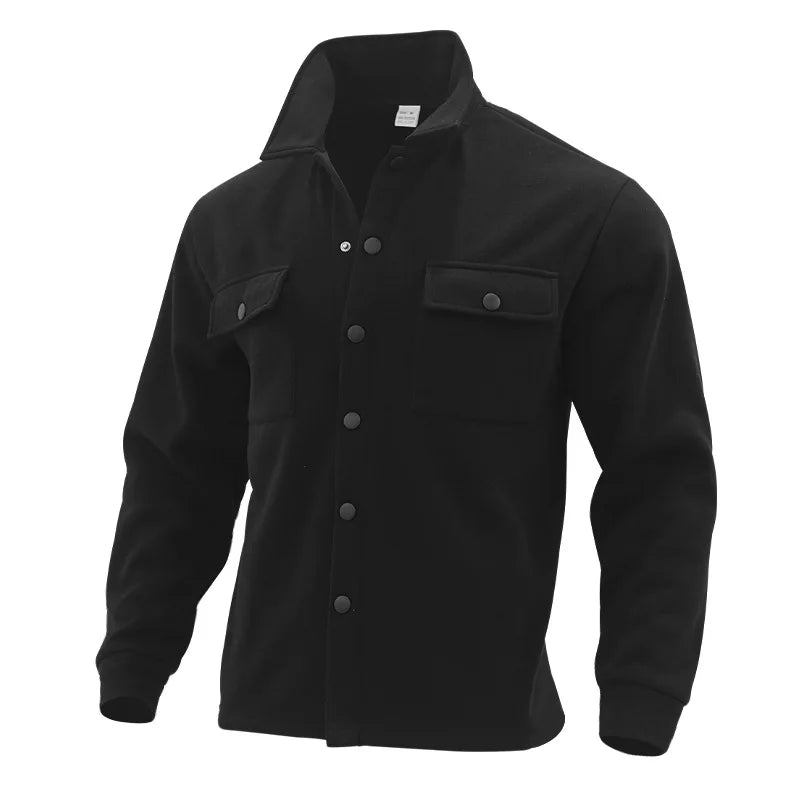 Loom & Soul Men’s Winter Fleece Lapel Jacket – Slim Fit Single-Breasted Coat