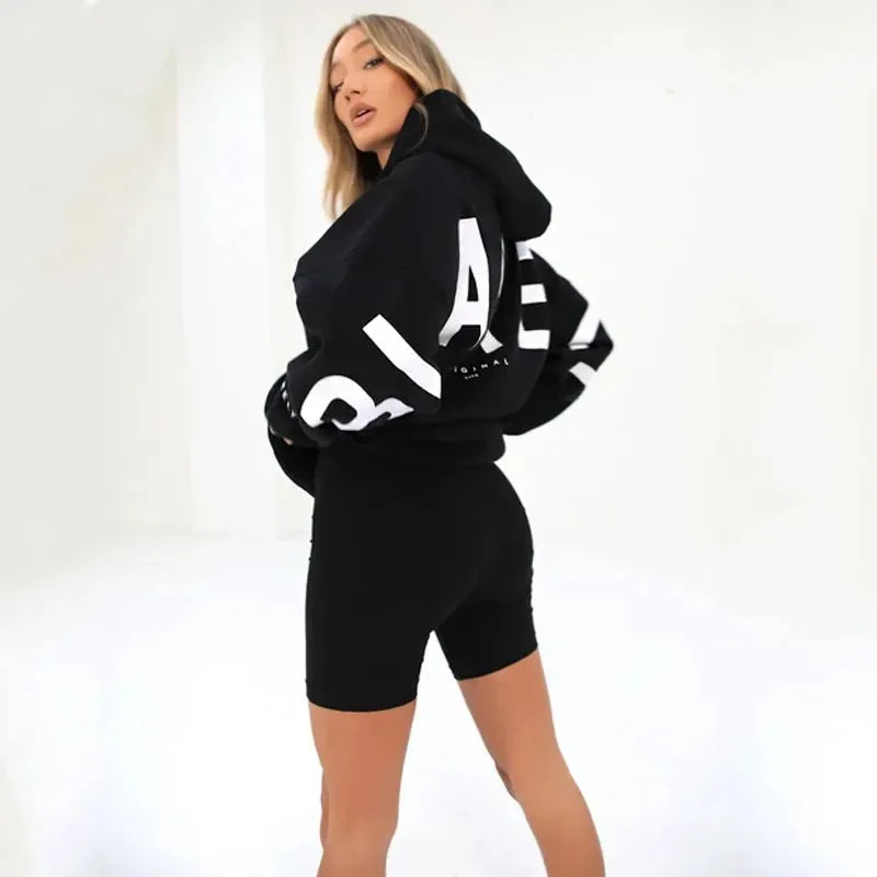 Sweat-shirt à capuche décontracté imprimé pour femme – Coupe ample automne-hiver