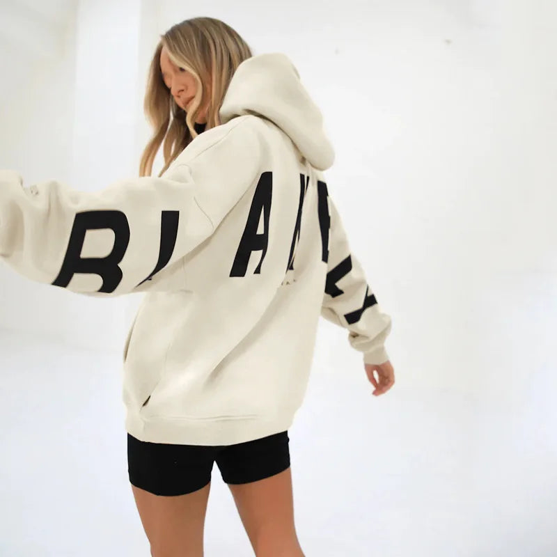 Sweat-shirt à capuche décontracté imprimé pour femme – Coupe ample automne-hiver