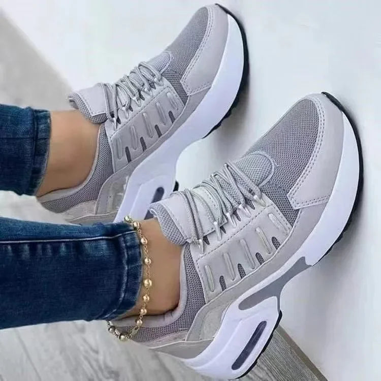 RanLinli™ Mixed-Color Canvas Sneakers – Lace-Up Casual Flats for Women