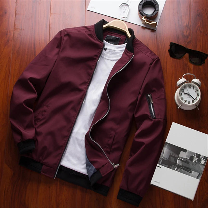 Loom & Soul Men’s Slim Fit Bomber Jacket – Lightweight Windbreaker Baseball Coat