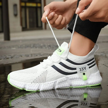 Men’s Lace-Up Mesh Sneakers – Lightweight Breathable Casual Walking Shoes