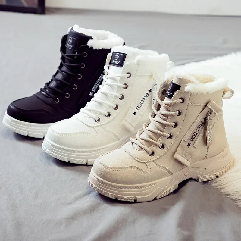 Loom & Soul Women’s Winter Snow Boots – Warm PU Mid-Calf Platform Boots