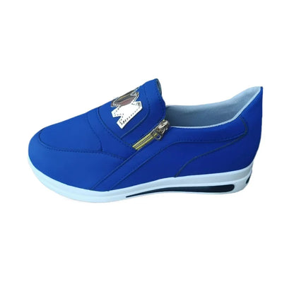 Baskets à glissière latérale pour femmes – Mocassins compensés légers en PU