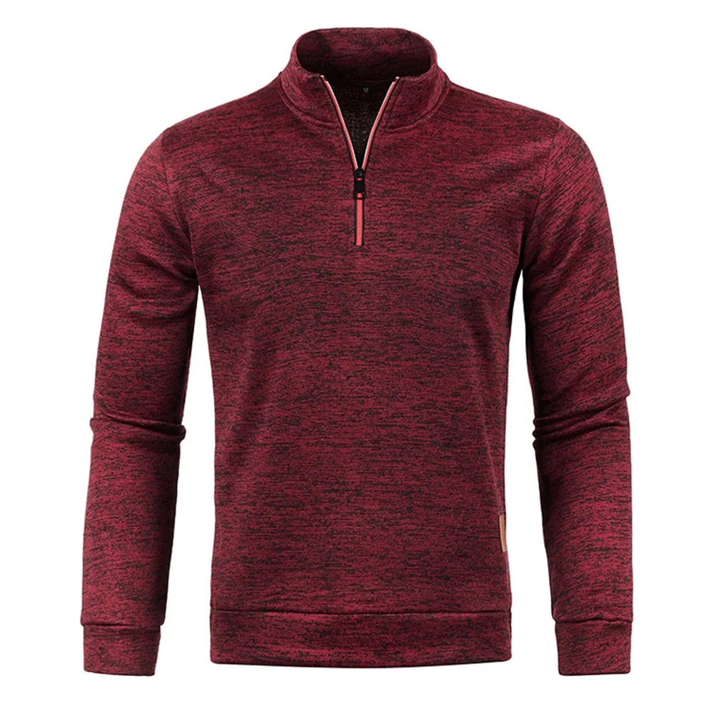 WHWR Men’s Long Turtleneck Zip Pullover Hoodie – Casual Spring & Autumn Sweatshirt