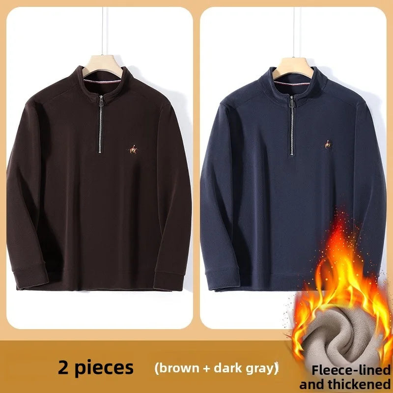 Pull zippé à col montant pour homme – Sweat-shirt en polaire décontracté automne 2025