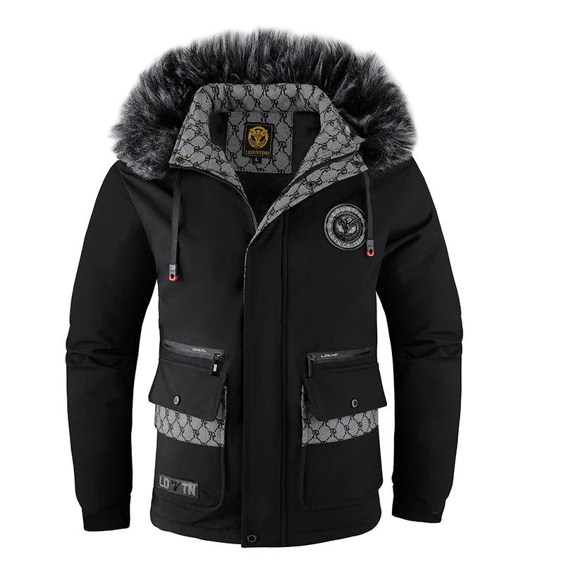 Loom & Soul Men’s Hooded Cotton Jacket – Warm Windproof Winter Padded Coat