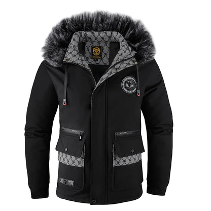 Loom & Soul Men’s Hooded Cotton Jacket – Warm Windproof Winter Padded Coat