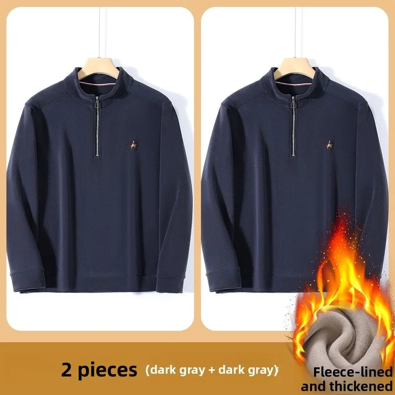 Pull zippé à col montant pour homme – Sweat-shirt en polaire décontracté automne 2025