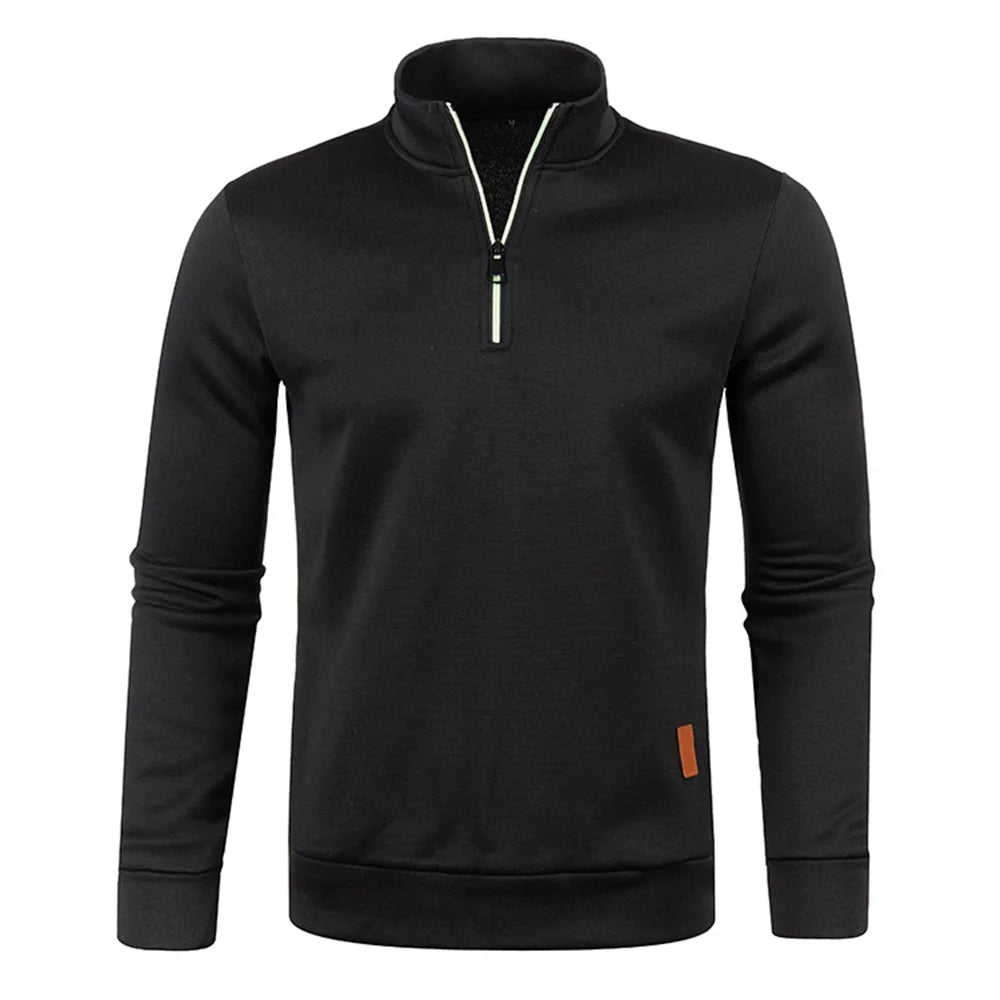 WHWR Men’s Long Turtleneck Zip Pullover Hoodie – Casual Spring & Autumn Sweatshirt