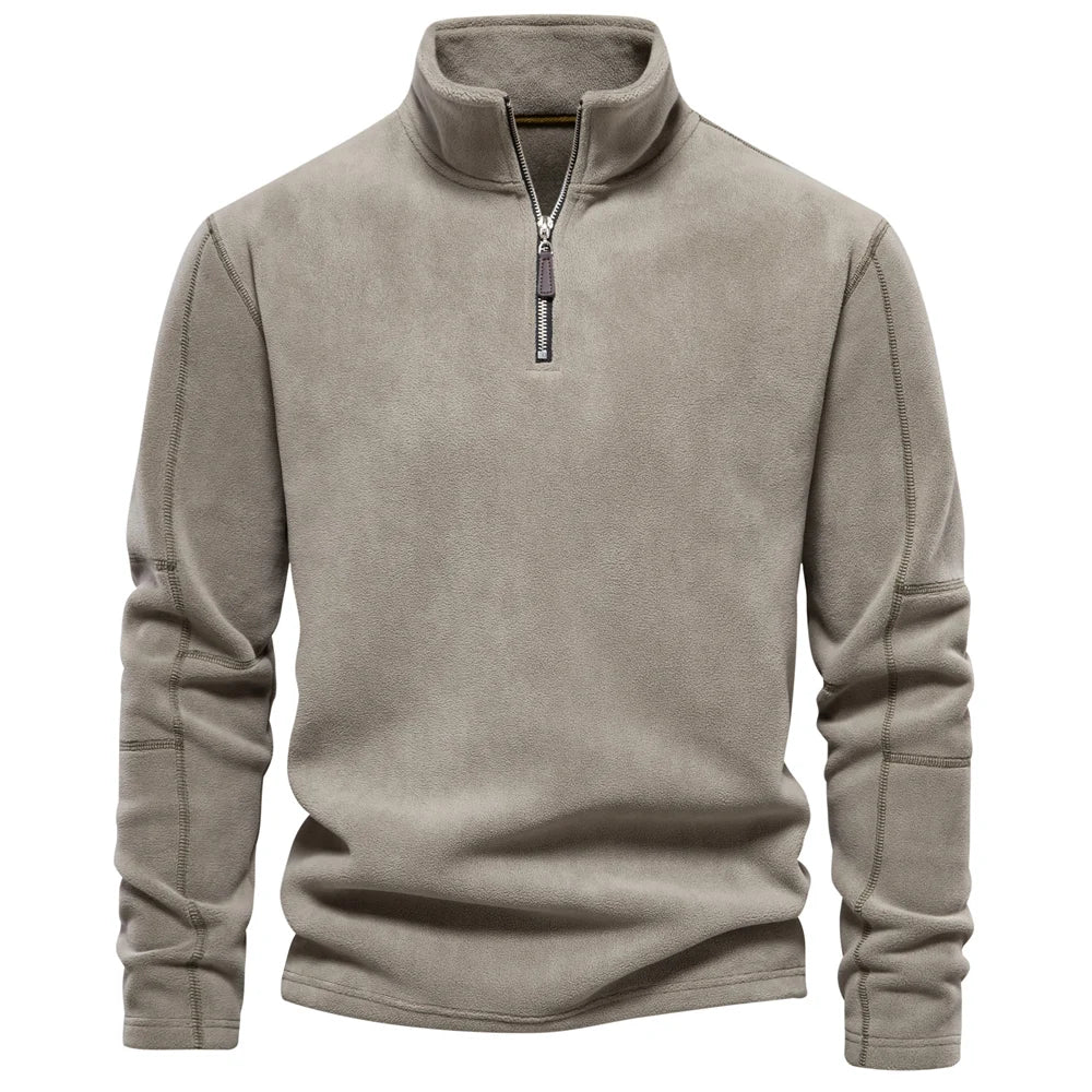 AIOPESON Men’s Thick Fleece Pullover – Turn-Down Collar Winter Sweatshirt