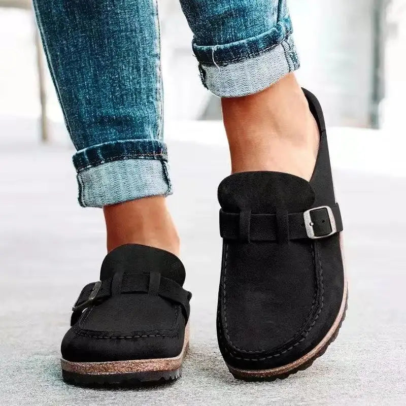Sabots Gacimy™ en liège pour femme – Mules en cuir à boucle ajustable avec soutien de la voûte plantaire