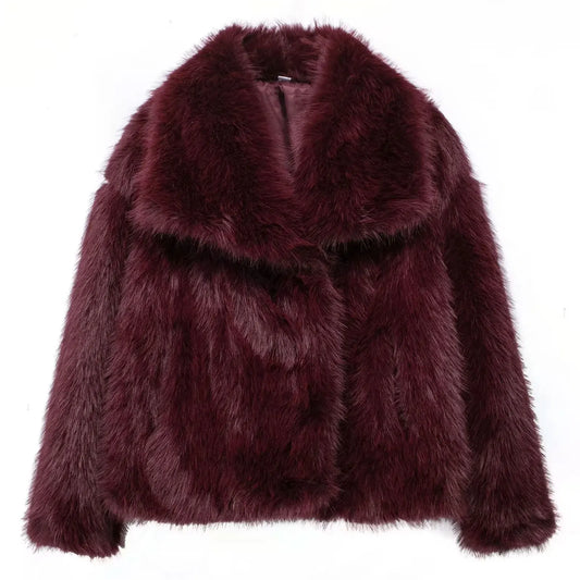 HH LuxeFur™ Chaqueta con solapa de piel sintética – Elegancia y calidez para otoño e invierno de 2025