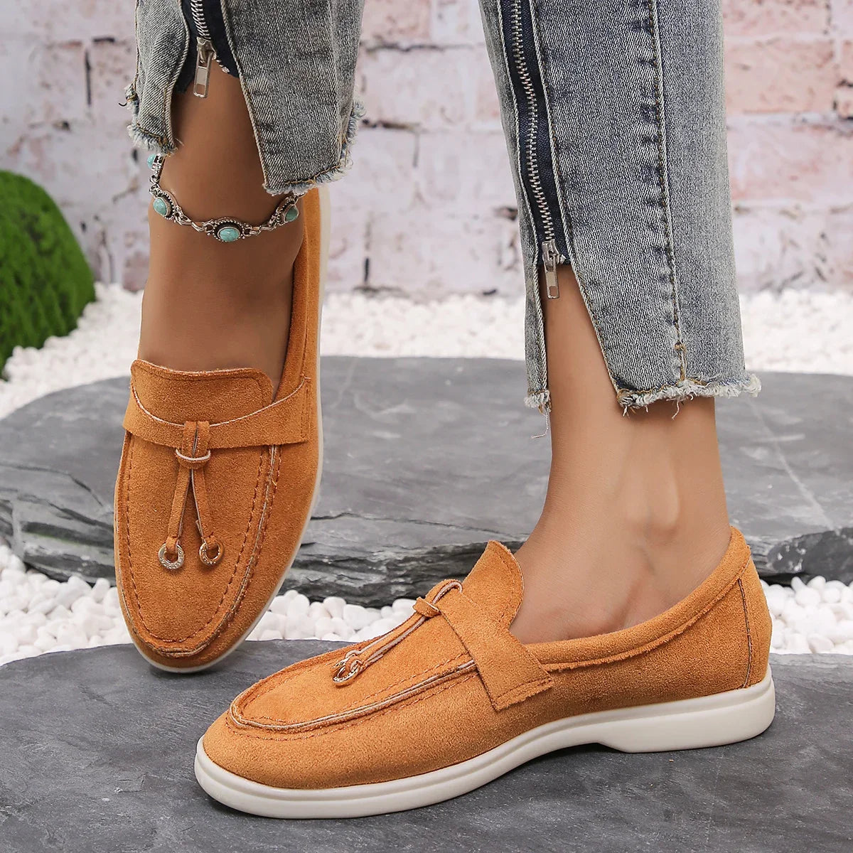 Mocassins en coton à enfiler pour femmes – Ballerines légères et décontractées pour le quotidien