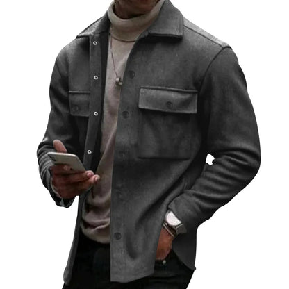 Loom & Soul Men’s Winter Fleece Lapel Jacket – Slim Fit Single-Breasted Coat