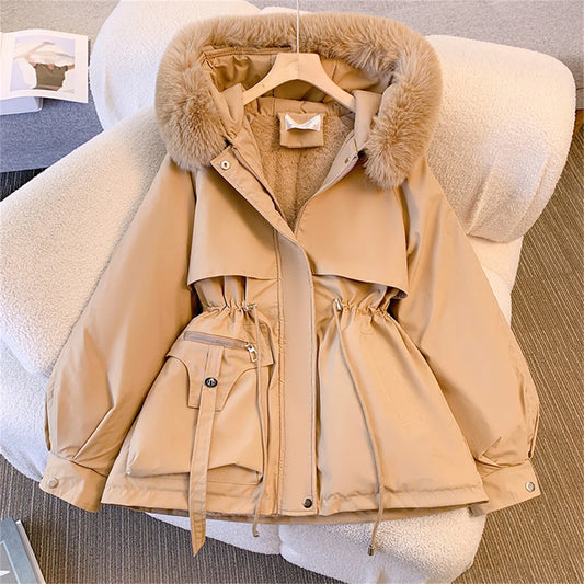 Loom & Soul Women’s Hooded Parka – Korean Padded Winter Jacket with Drawstring