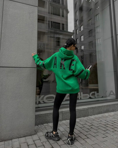 Sweat-shirt à capuche décontracté imprimé pour femme – Coupe ample automne-hiver