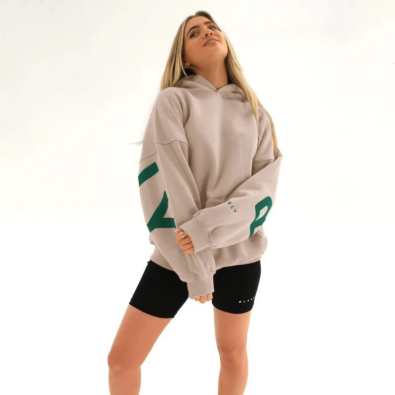Sweat-shirt à capuche décontracté imprimé pour femme – Coupe ample automne-hiver