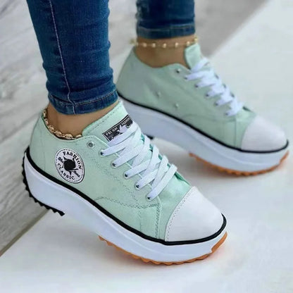 Loom & Soul 2025 Women’s Canvas Sneakers – Classic Lace-Up Flat Casual Shoes