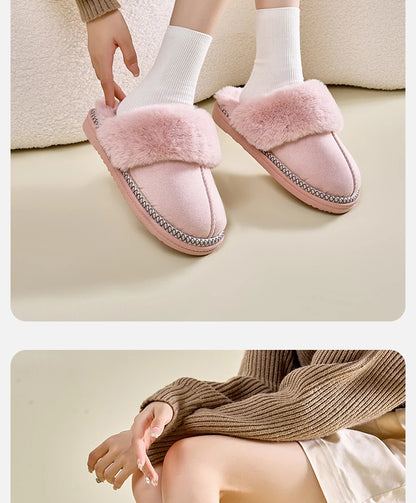 Chaussons d'hiver douillets Smile Popcorn™ – Claquettes d'intérieur chaudes en fausse fourrure pour femmes