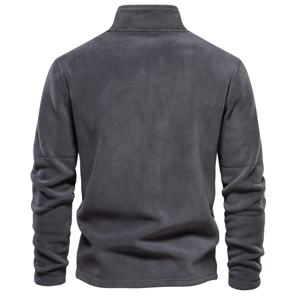 AIOPESON Men’s Thick Fleece Pullover – Turn-Down Collar Winter Sweatshirt